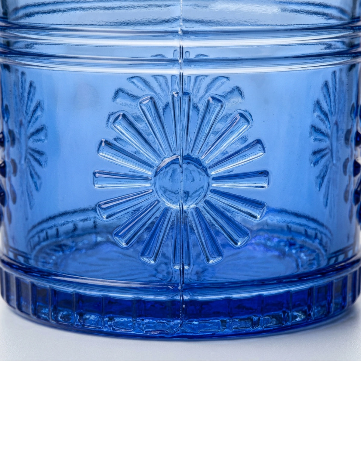 Fexkb Sunburst Medallion Lowball Glass 10 oz Cobalt - Detail view