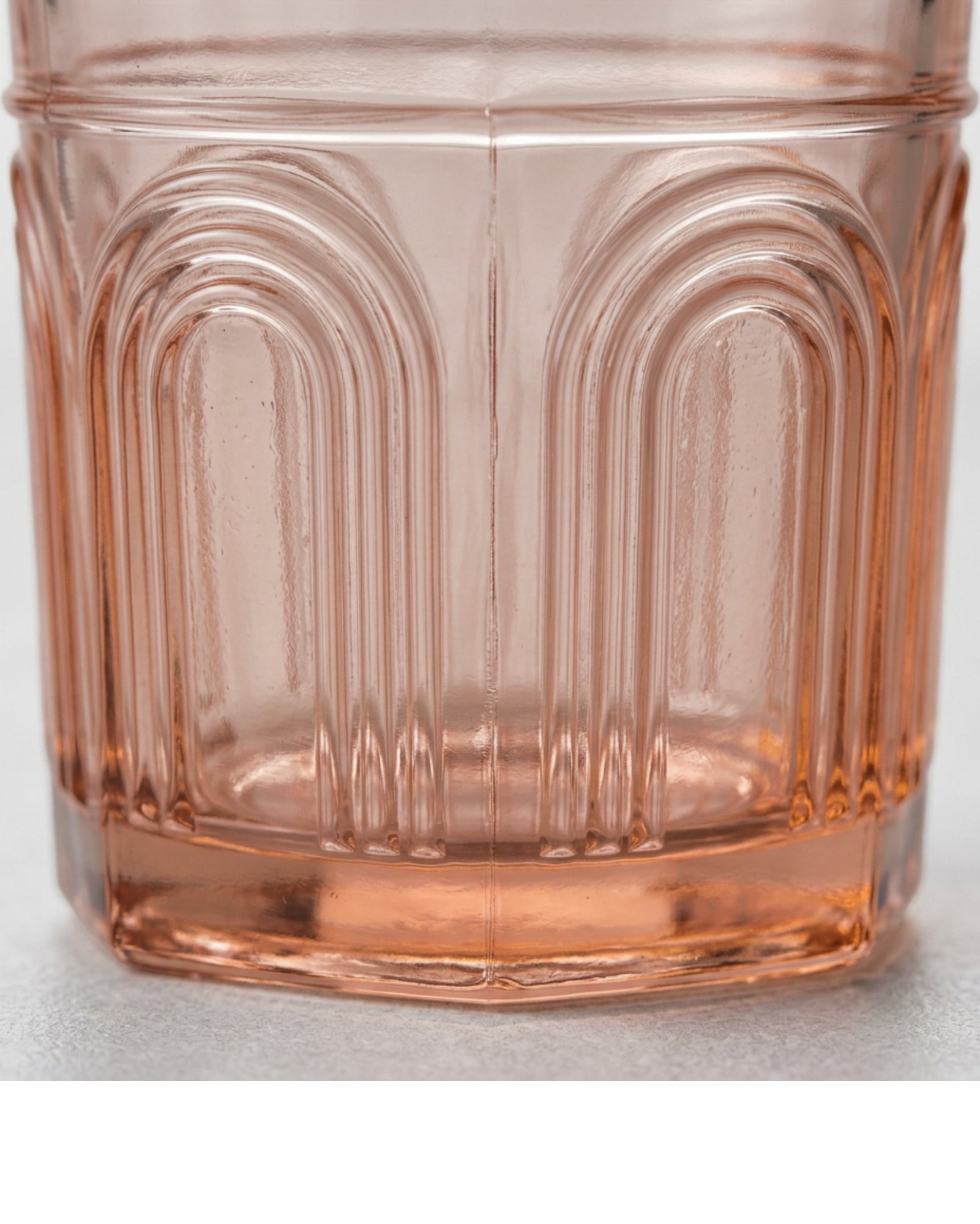 Fexkb Art Deco Arch Pressed Glass Tumbler 13 oz Blush - Detail view