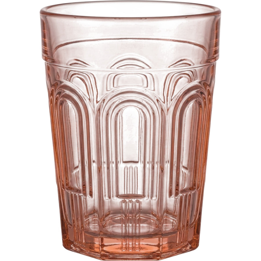Fexkb Art Deco Arch Pressed Glass Tumbler 13 oz Blush