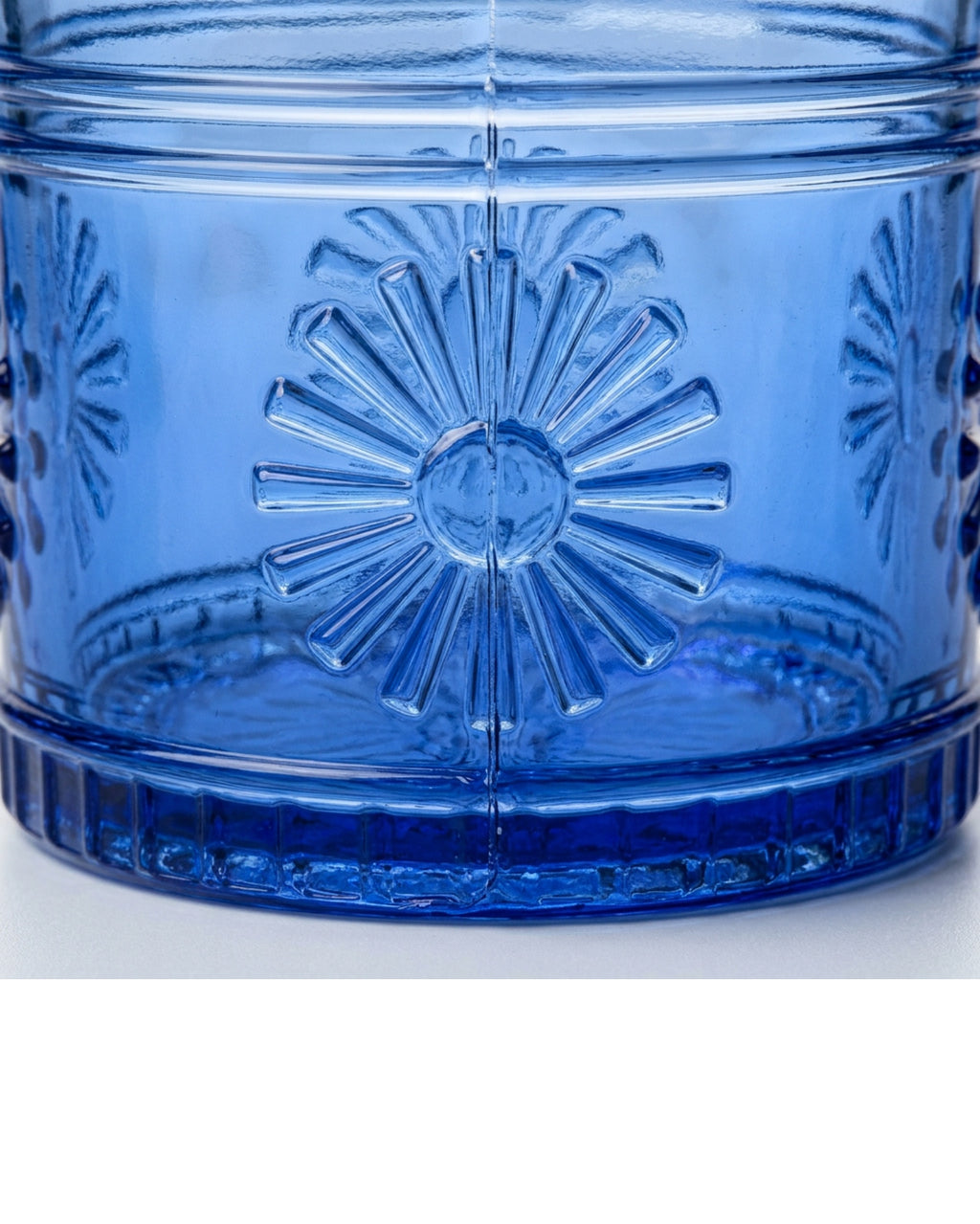 Fexkb Sunburst Medallion Lowball Glass 10 oz Cobalt - Detail view