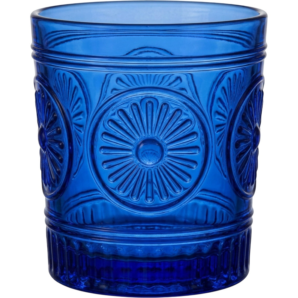 Fexkb Sunburst Medallion Lowball Glass 10 oz Cobalt - Product view