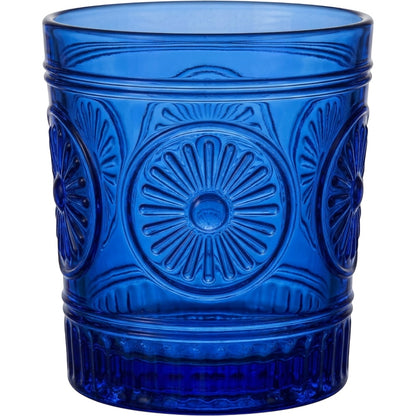 Fexkb Sunburst Medallion Lowball Glass 10 oz Cobalt - Product view